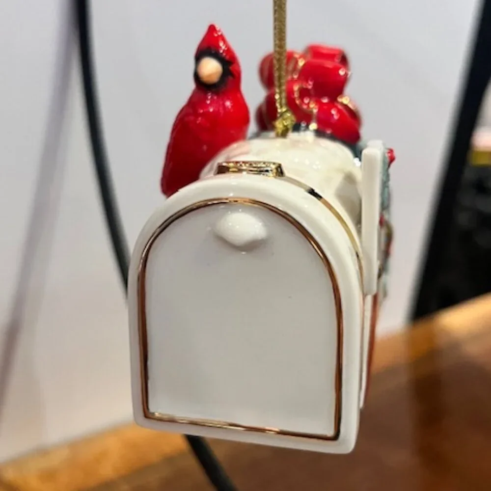 Lenox Yuletide Greetings Mailbox Cardinal Ornament NWT